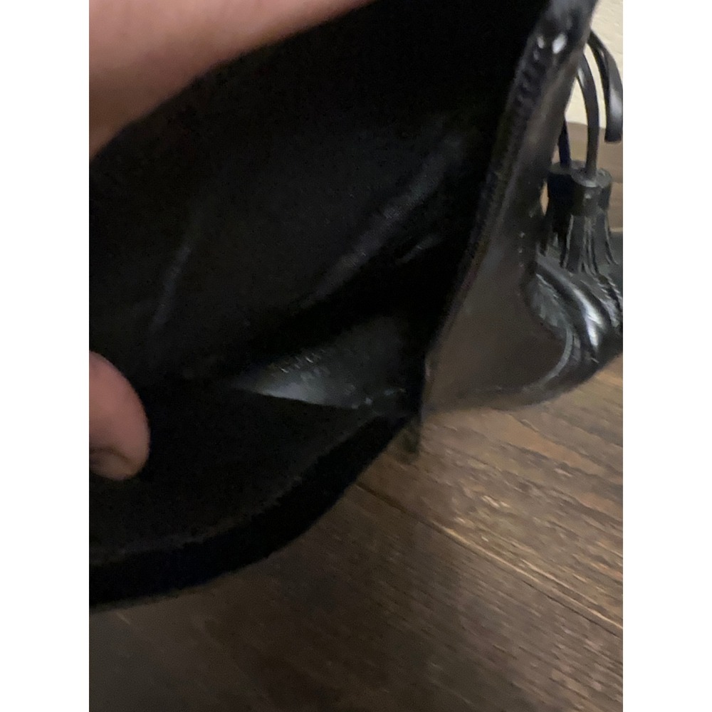 Liz Claiborne Lorraine Black Faux Leather Tassel Kitten Heel Mid-Calf Boots 7.5M - Picture 14 of 14